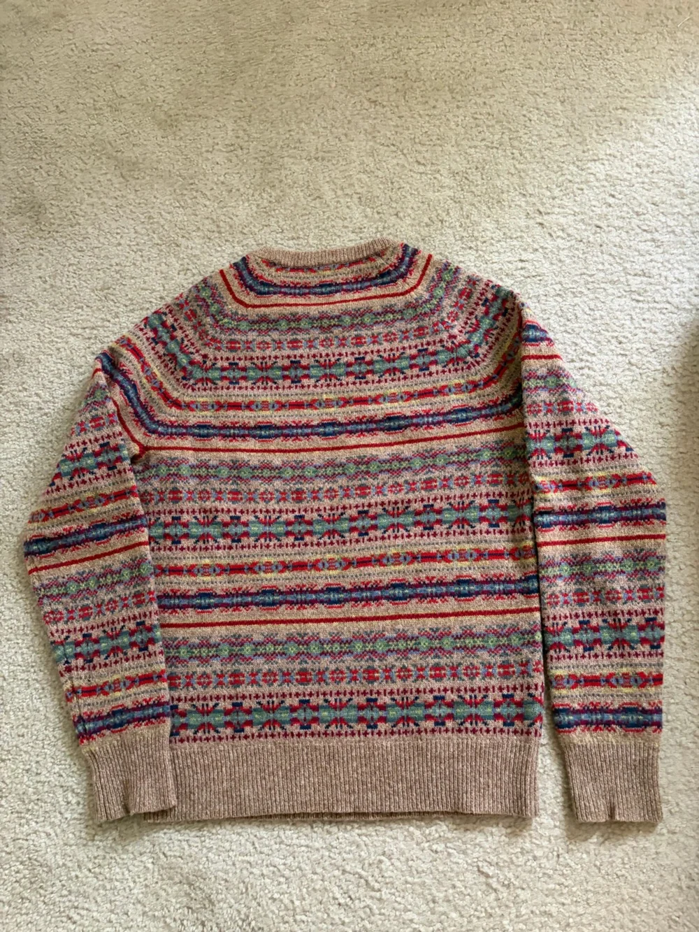J.CREW 100% Lambswool Fair Isle Crewneck Pullover Sweater classic style